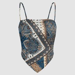 PAISLEY PRINT TIE BACK BLOUSE